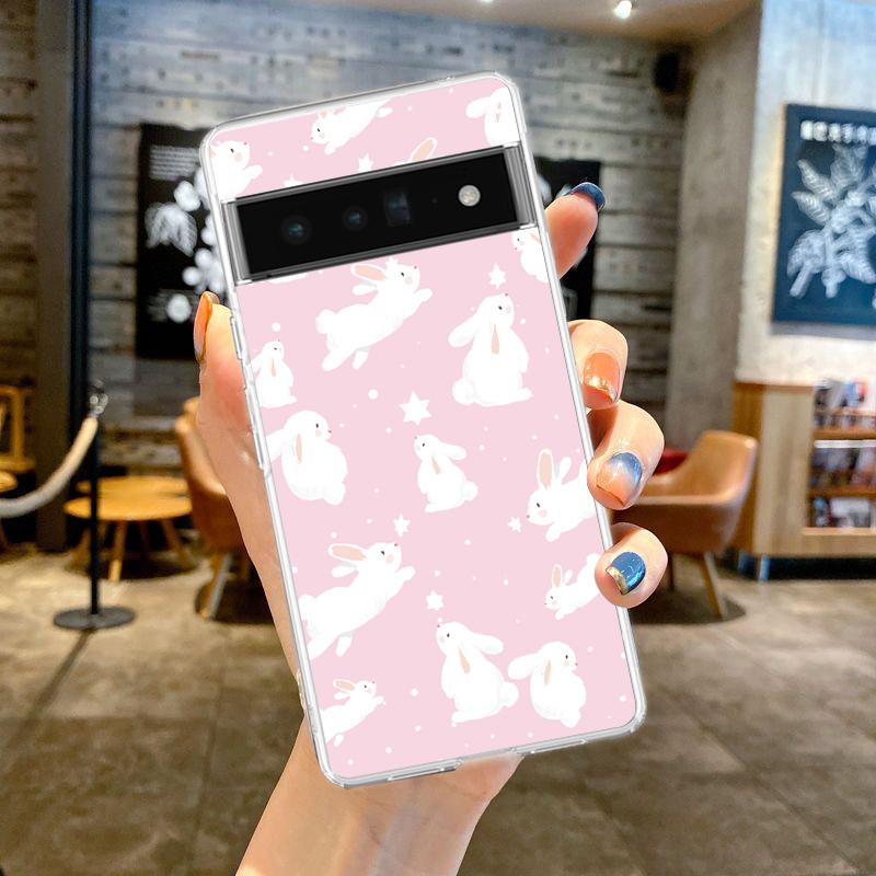 

Simple Line Rabbit Cartoon Phone Case Cover for Google Pixel 8 7 6 5 4 4XL Silicone 7A 6A 5A 4A 3A 3AXLPro 5G Transparent Shell Pixel 7
