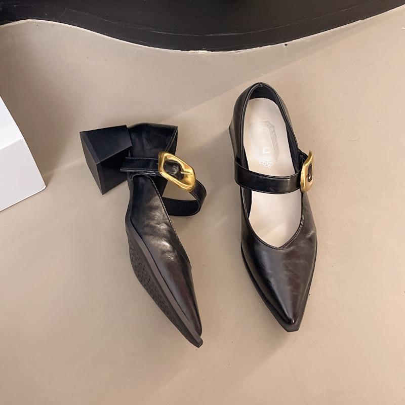 High Heeled Mary Jane 2025 NEW Pointed Toe Women Single Shoes PU Leather Comfort Spring Summer Dress Sexy Women's Shoes