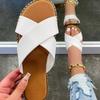 Women's Plus Size Cross Strap Flat Slide Sandals, Lightweight Casual Outdoor Summer Shoes