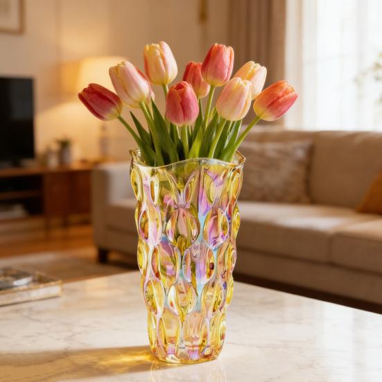 Glass Vases for Flowers Colorful Faux Crystal Decorative Vase for Floral Arrangements Wedding Table Centerpiece Housewarming Gifts