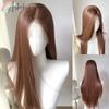 Ashely Caramel Orange Brown 13*4 Lace Front Wig for Woman Red Brown Long Straight Hair Wig High Quality Synthetic Lace Wigs