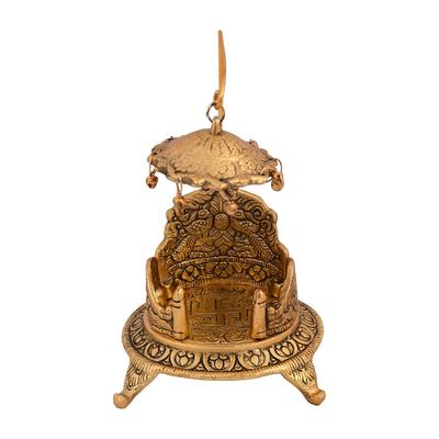 Metalinė Singhasan ovalo formos Ganešai Krišnai Dievo stabams - paauksuota Ladoo Gopal Pooja Chowki šventyklai Mandir Puja stabų dekoravimo reikmenys