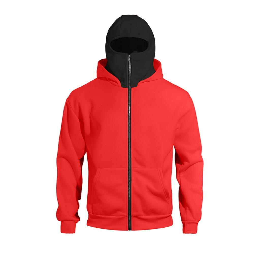 Schlichtes Design Kapuzen-Reißverschluss-Doppelkapuzen-Sweatshirt für Männer Frauen Herbst Winter Ins Style Partnerlook