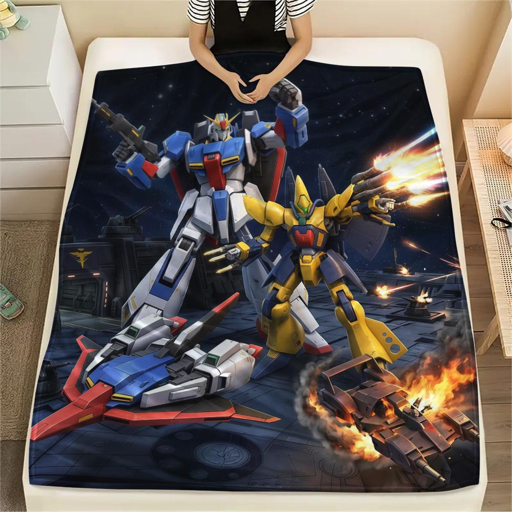 Mobile Suit Gundam Soft Flannel Blanket, Print for Bedrooms Sofas Beds, Suitable for Travel Picnic Chair -HE43 75x90cm