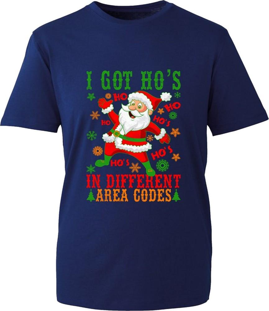 I Got Hos In Different Area Codes Santa Claus Christmas Tshirt Ugly Xmas Top S