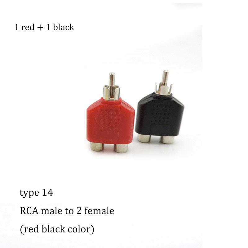 2pcs RCA Male Female To 2rca 3rca Male Female RCA Connector Splitter Adapter AV Video Audio T Plug RCA 2 3 Way Right Angel A1