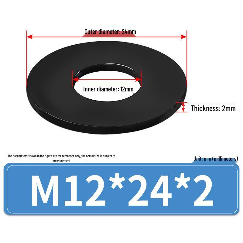 8.8 Grade Black Hardened High-Strength Oversized Flat Metal Spacer Washer (M2-M8)