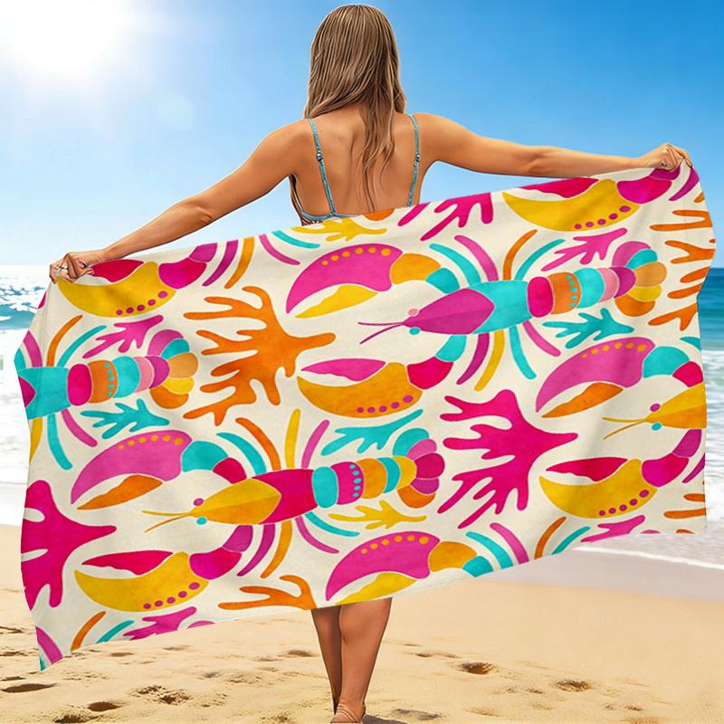 1Pc Colorful Lobster Beach Towel Quick Dry Multiuse For Beach Pool Gym Yoga Home Travel Christmas Halloween Xmas Gift G12