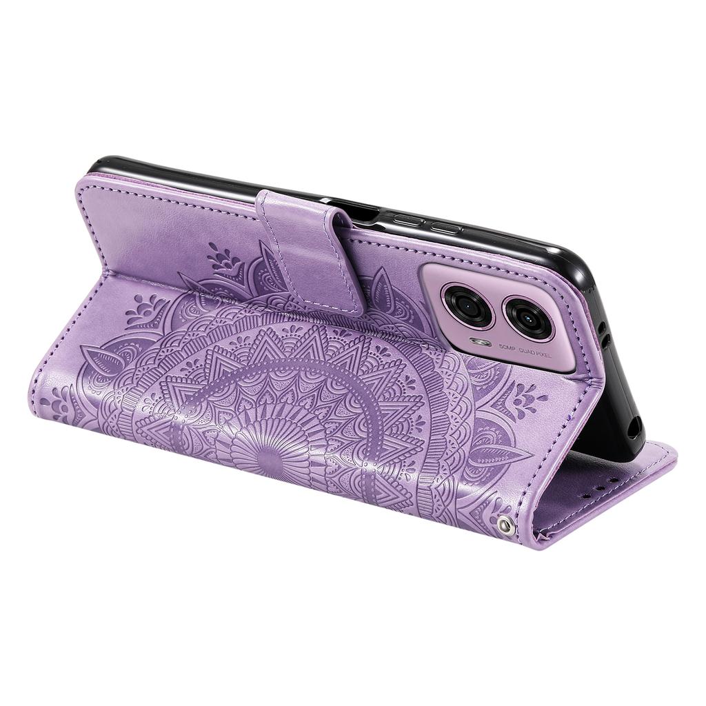 For Motorola Moto E14 4G/G04 4G/G04s 4G/G24 4G Case PU Leather Mandala Pattern Wallet Flip Cover