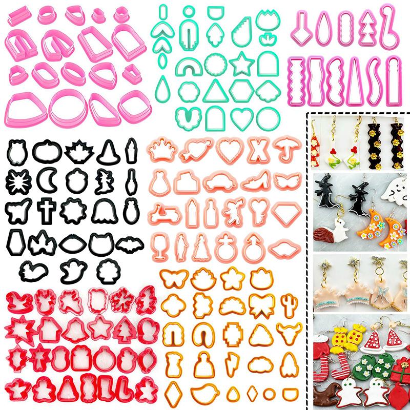 1Set Polymer Clay Earring Cutter Multiple Shapes Clay Cutter Geometric Shape Clay Pendant Polymer Clay Tool Cookie Cutter