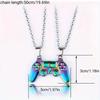 Bunte Paar-Gamepad-Anhänger-Halskette, Modisches Geometrisches Design Kombinierbarer Passender Schmuck
