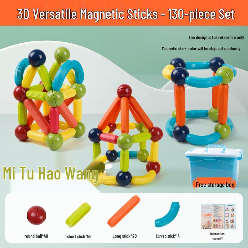 3D Magnetic Rod Building Blocks: Changeable, Strong Magnets for Kids' Educational Play