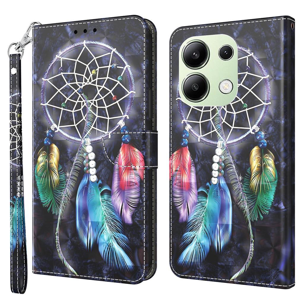 For Xiaomi Redmi Note 13 4G Leather Case 3D Pattern Printing Phone Wallet Cover