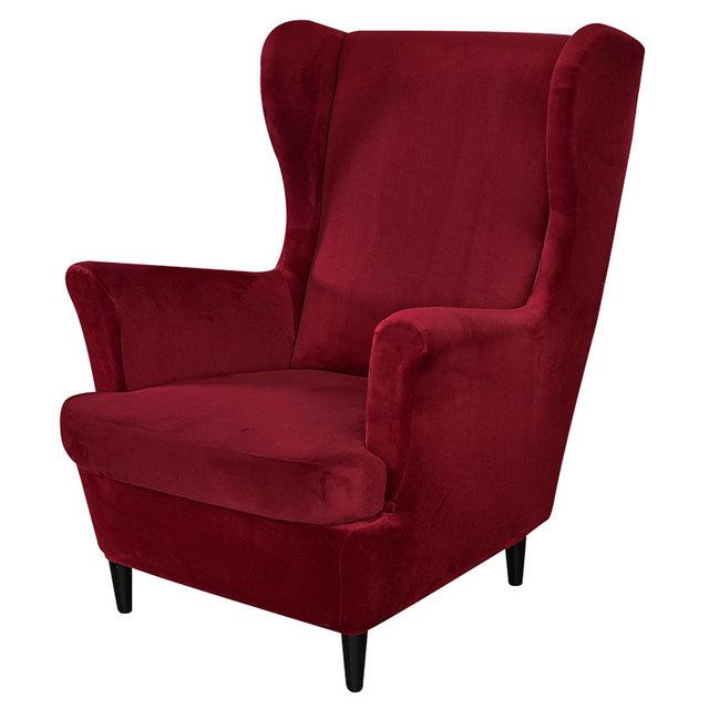 Velvet Sloping Arm King Back Chair Cover Elastic Armchair Wing Back Wing Sofa Back Chair Cover Stretch Protector Home Decor