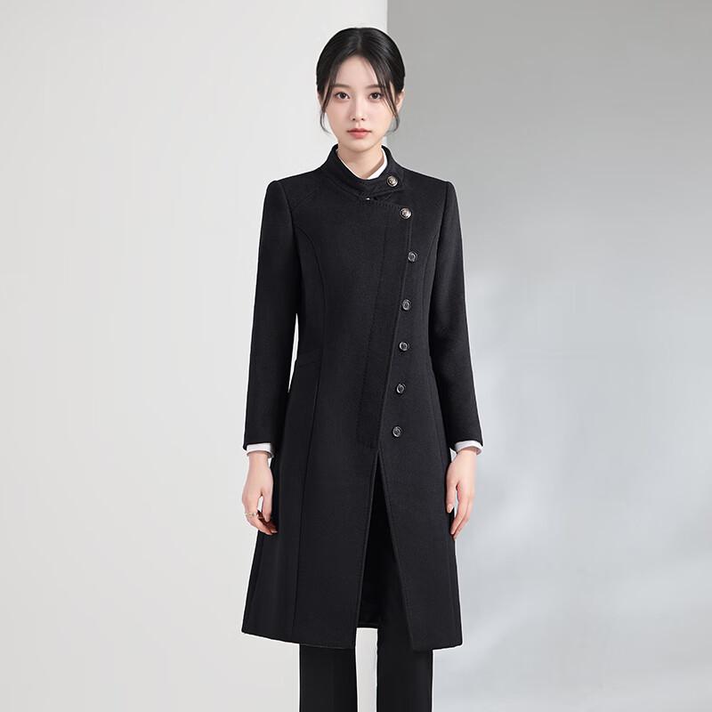 

Women s Stand-Collar Wool Blend Mid-Length Coat 4XL