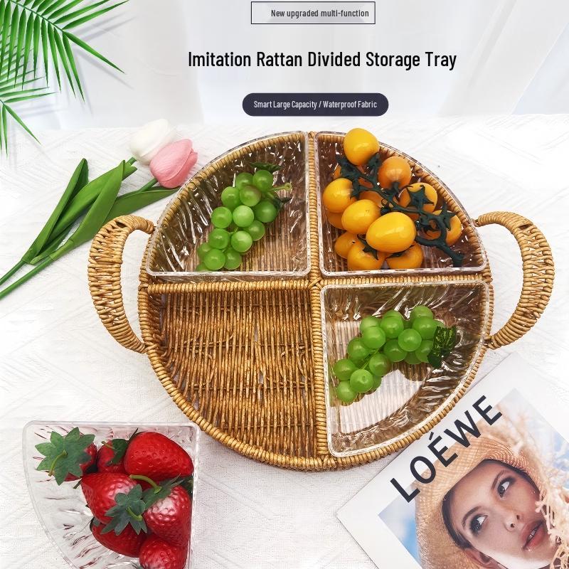 Rattan Style Multi-purpose Storage & Serving Trays