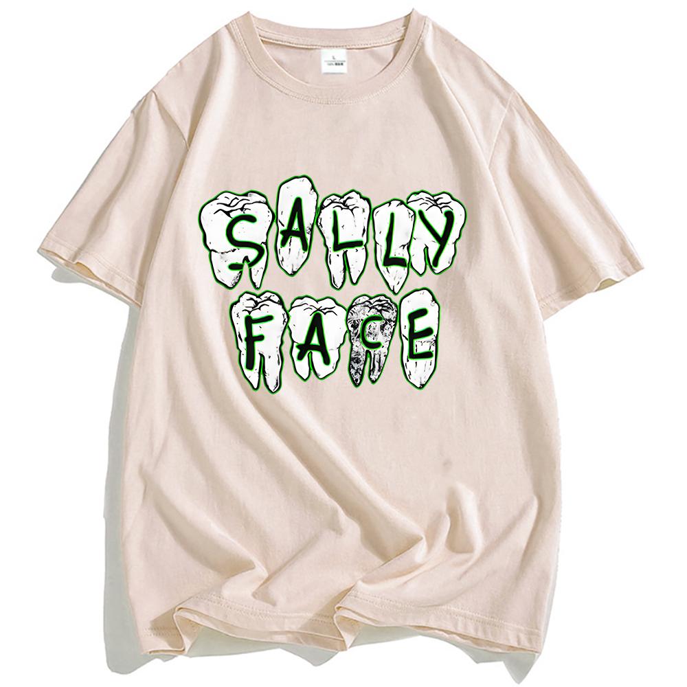 Sally Face Game Logo Print Tshirt Cotton Short Sleeve Loose Male Tshirts Oneck Fashion Unisex Streetwear Hip Hop Men Clothing