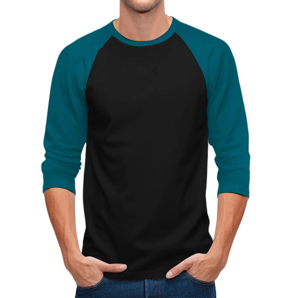 Men's Round Neck Contrast Color Raglan Three-quarter Sleeve Top T-shirt