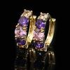Women Fashion 9K Gold Plated Purple Zircon Eardrop Huggie Earrings Jewelry Gift