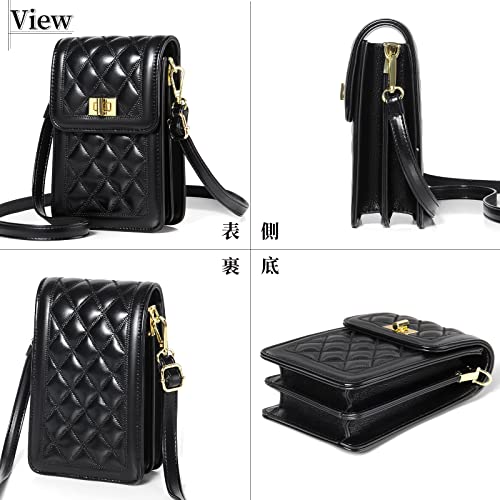 RAKEE Women's Leather Shoulder Bag, Cell Phone Bag, Smartphone Pouch, Crossbody Bag, Wallet Pouch, Stylish Clasp Bag