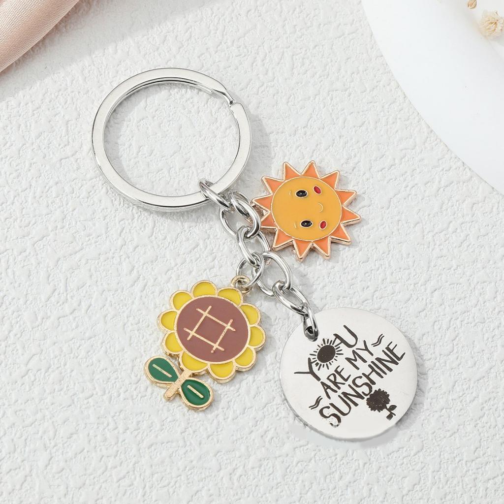 Sun Motto Keychain Pendant Charm Stainless Steel Keychain With Inspirational Sun Design For Daily Use And Gift Giving