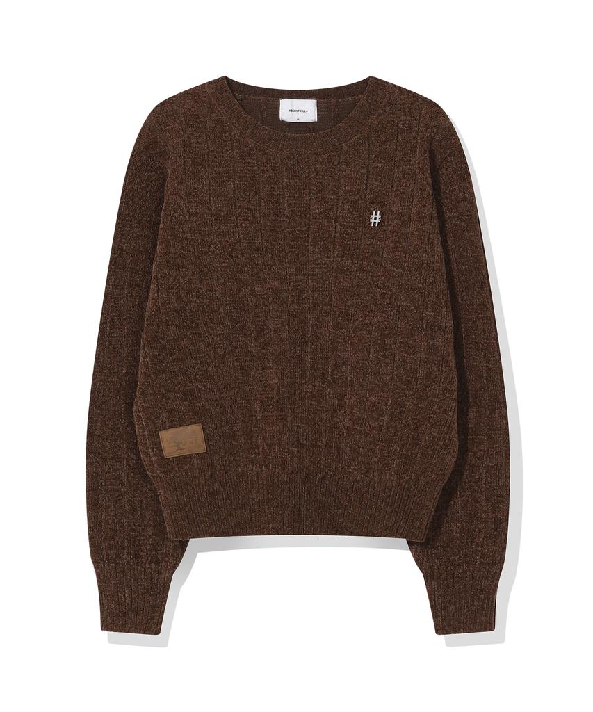 BEENTRILL Women'S Metal Hashtag Ribbed Knit (Chocolate)
