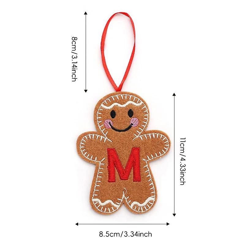 A-Z Gingerbread Man Doll Christmas Decoration Pendants Xmas Tree Hanging Ornament Christmas for Home New Year Kids Gift