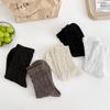 Women's Pure Cotton Soft Pile Socks - Loose Mouth Mid-Calf Autumn/Winter JK Academy Style Solid Color