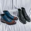 Men’s High Boots Wingtip Dress Formal Leather Boots Colorant Match Tuxedo Wedding Blazers Saddle  Shoes Large Size