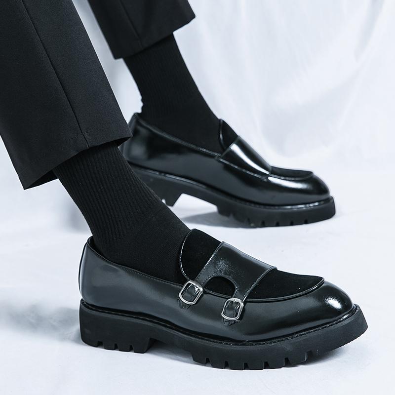 Loafers Men Leather Shoes Thick-soled British Style Black Formal Business Shoes Fashion Luxury Slip-On Casual Shoes Big Size 46