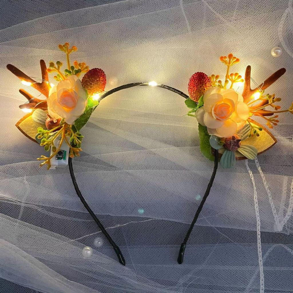 New Luminous Headpiece Elk Antlers Headband Christmas Flash Headband Flower Fairy Party Night Market Toy