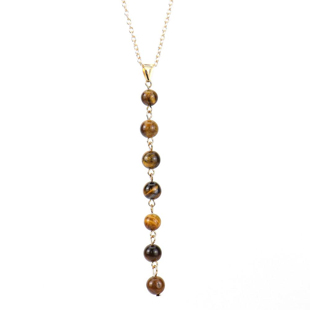 Handmade Multi-Color Agate Stone Pendant with 8mm Yoga Buddhist Beads Necklace N544