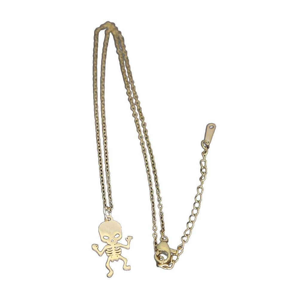 Stainless Steel Skull Pendant Necklace: Electroplated Colorfast Clavicle Chain Jewelry for Halloween