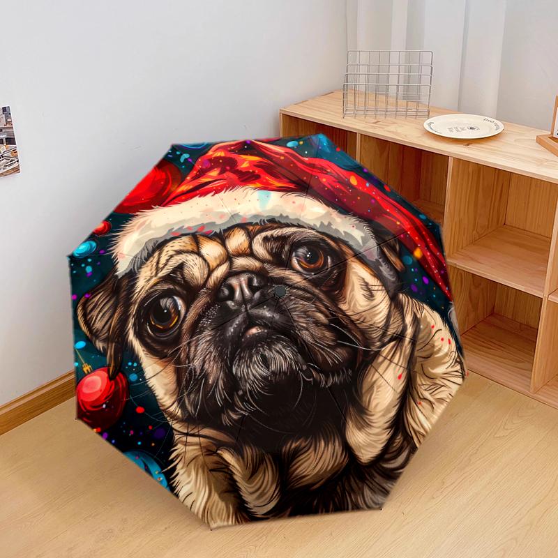 1 PC Automatic Folding Umbrella - Christmas horses, Christmas dogs Pattern, Portable & Foldable Design with 10 Ribs, Christmas Birthday Gifts