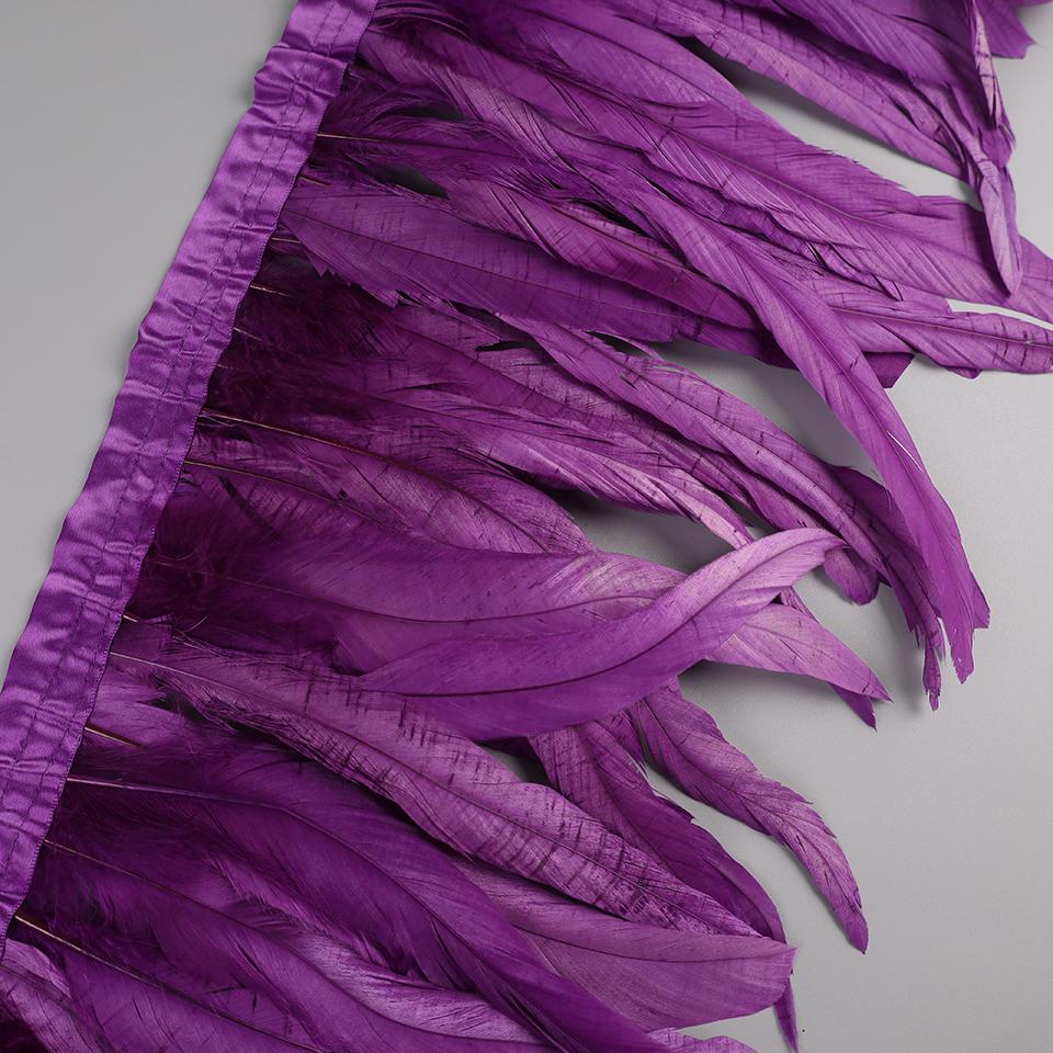 25-30cm Rooster Feather Trimming Chicken Feathers Trims Rooster Tail Feather Ribbon Dress Skirt Costume Carnival Decoration