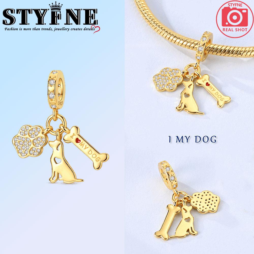 Copper Golden Series Bow Ballet Shoes Cross Dog Bone Charms Beads Pendant For Original Bracelet Woman Girl Jewelry