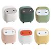 Desktop Trash Can with Folding Cover Press-Type Opening Mechanism Compact Size Cartoon Shape Trash Bin