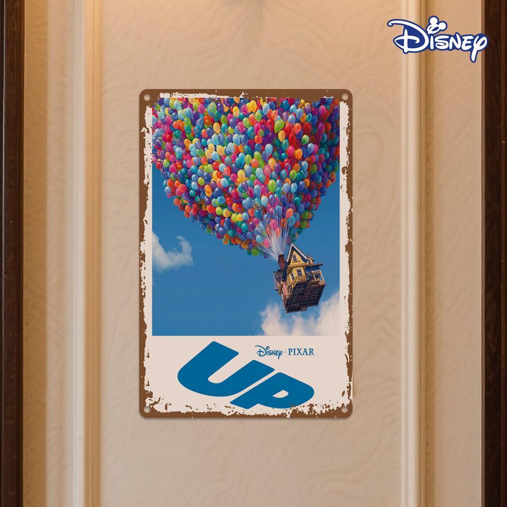 1pc Up Metal Tin Sign, 20.32x30.48 cm - Colorful Balloon Adventure Wall Art Inspired by Disney, Rustic Distressed Finish, Perfec