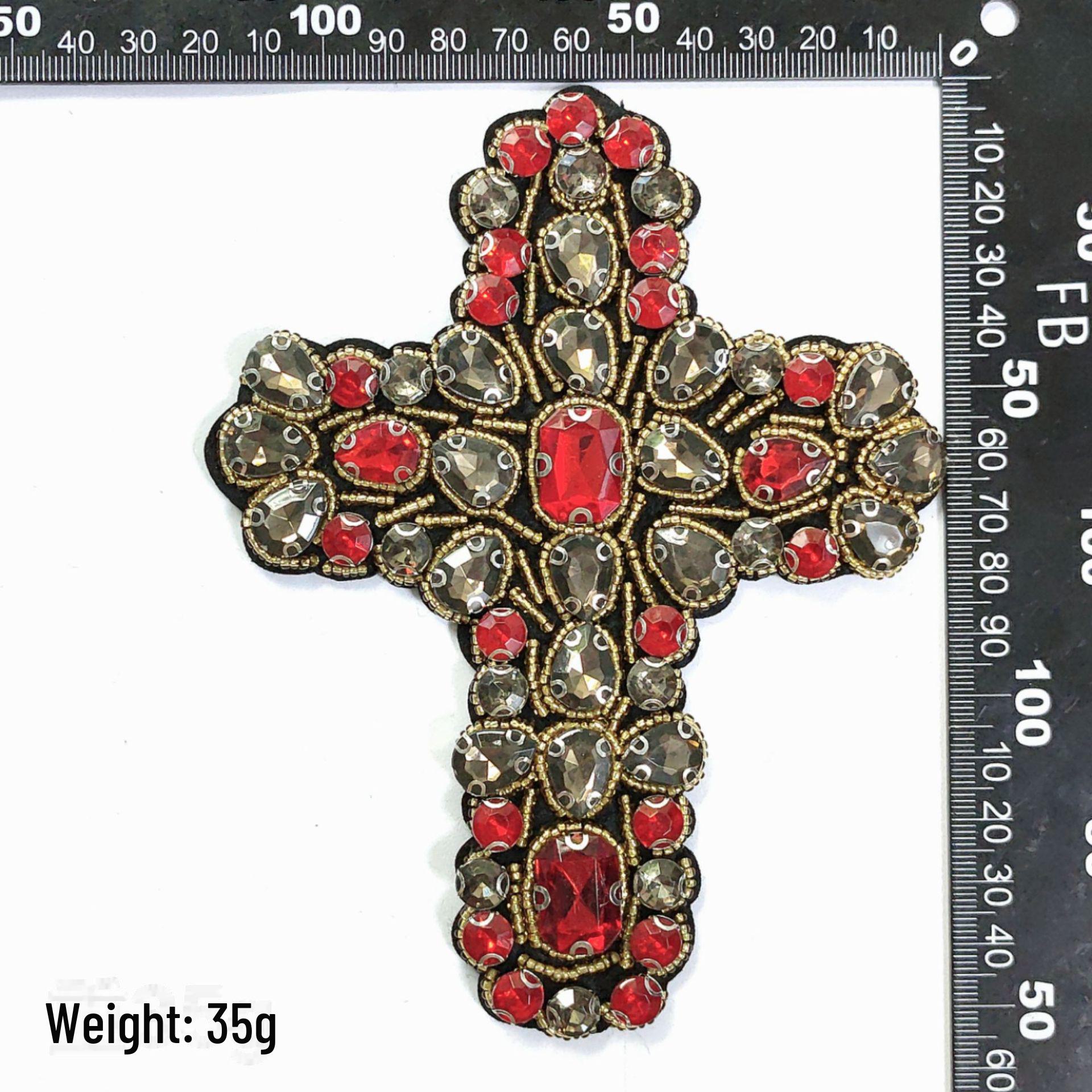 

Великий хрест вишивка стразами патч - панк стиль DIY одяг аксесуар