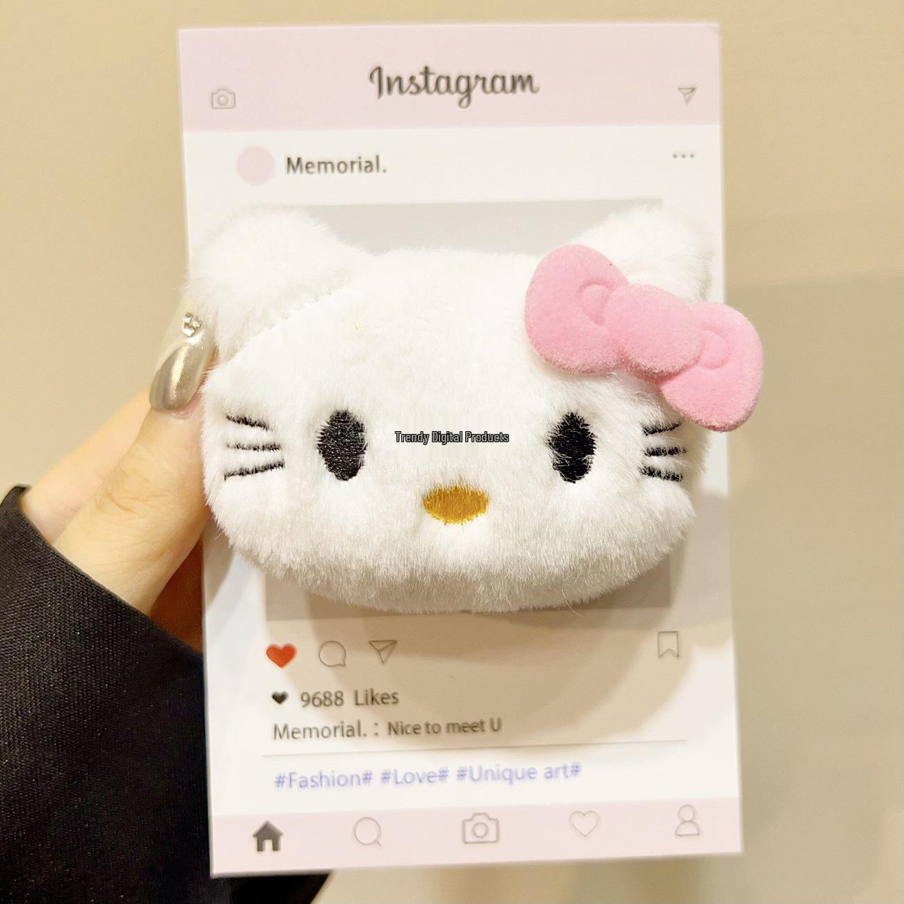 Trendy Plush Cartoon Cat MagSafe-Compatible Phone Holder with Retractable Foldable Design