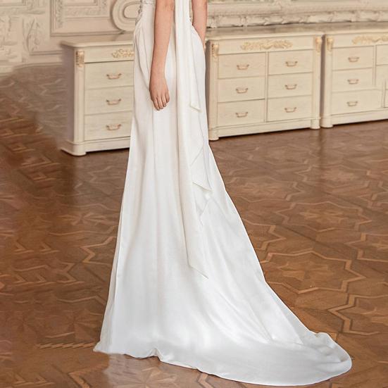 Formal Dress One Shoulder Sequined Autumn Satin Surface High Split Party Maxi Dress for Wedding
