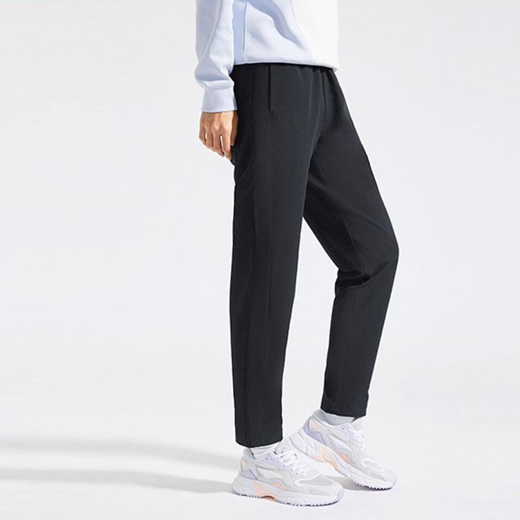 Li Ning Fitness Series Fleece Lined Straight Leg Sports Pants Women Pants Black AYKR758-1