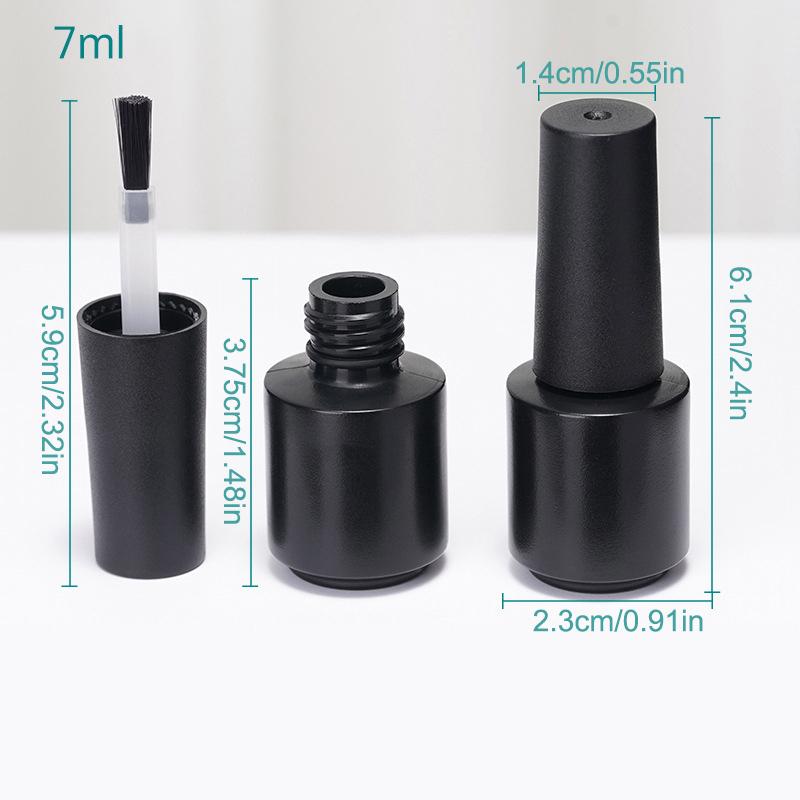 Nail Gel Bottle Empty Nail Polish Bottles Black Refillable Bottles With Brush For Travel Portable Cosmetic Containers 6/7/8/10Ml