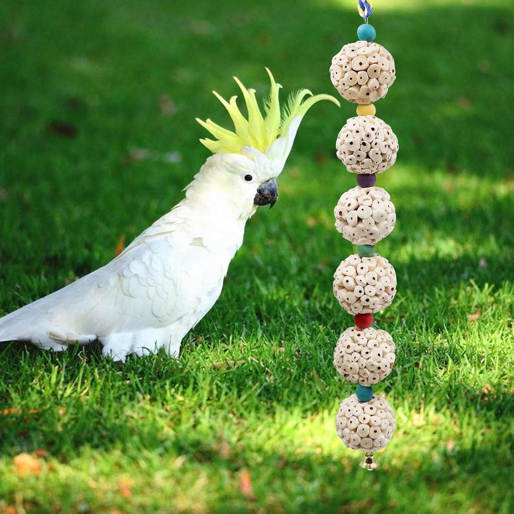 Bird Chewing Toy, Bird Sola Ball Toy with Bell, Bird Cage Accessories, Cage Toys for Cockatiel Parakeet Parrot Budgies Rat Hamster Chinchilla Rabbit