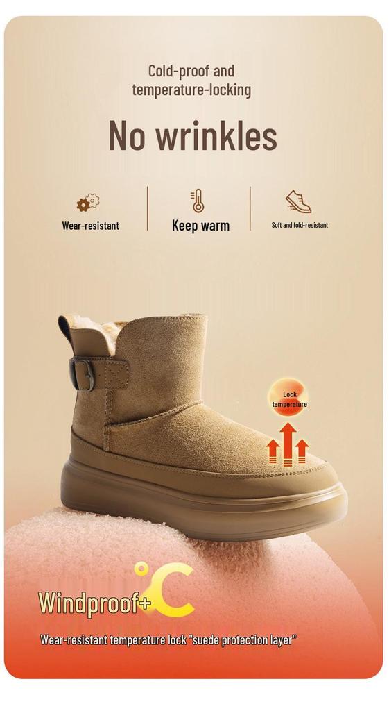 2025 Women's Thick-Soled Cotton Snow Boots: Velvet-Lined, Warm, Waterproof, Height-Boosting Winter Footwear
