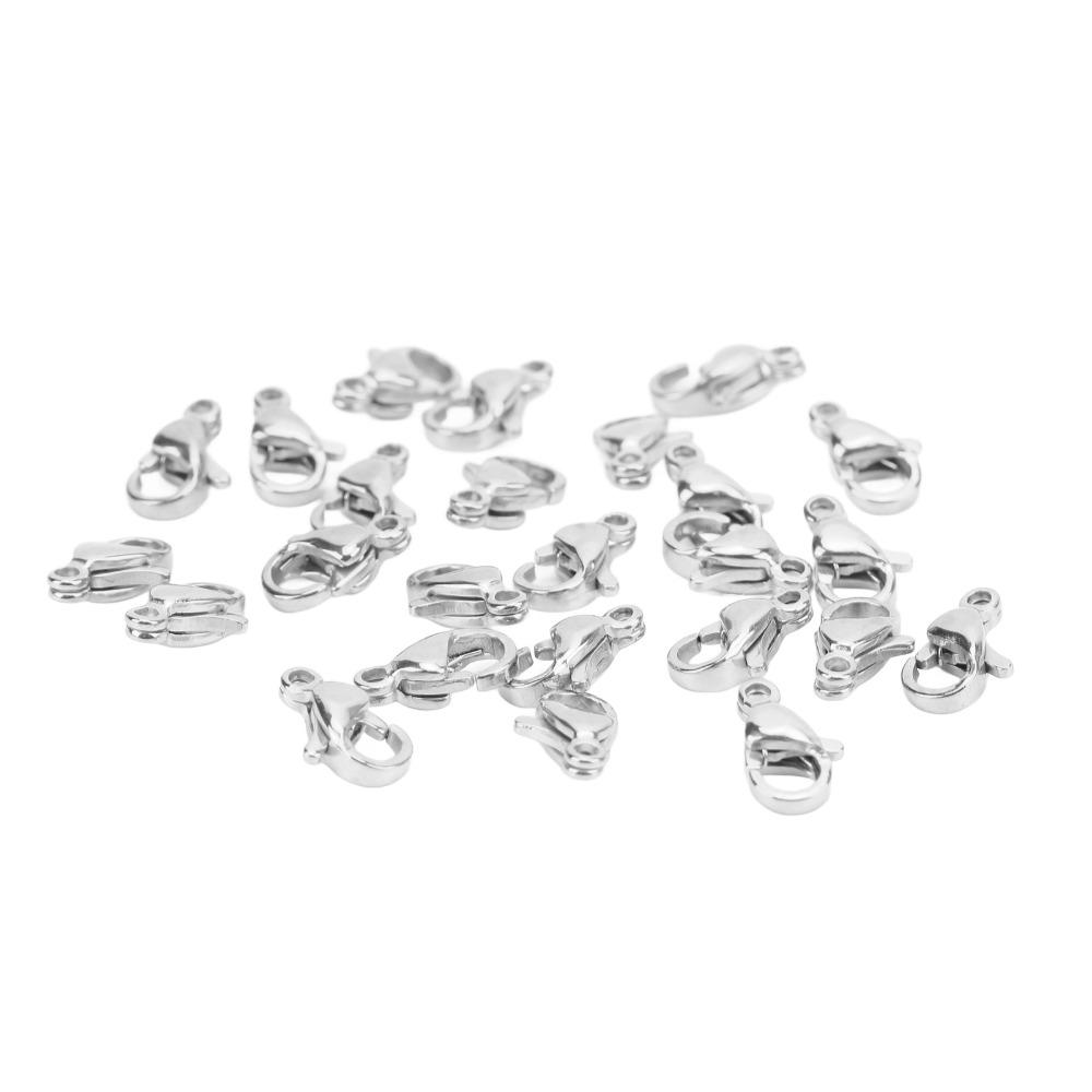 25pcs Silver Lobster Claw Clasps Stainless Steel Jewelry Making Clasps Jewellery Making