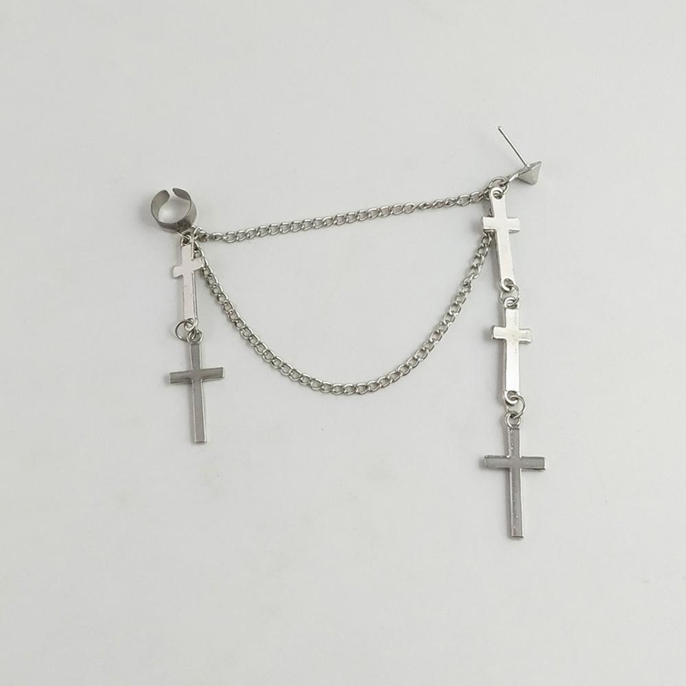SUMENG 2024 New Fashion 1PC Retro Black Cross Earrings Ladies Hip Hop Multi-Layer Tassel For Women Jewelry Gifts