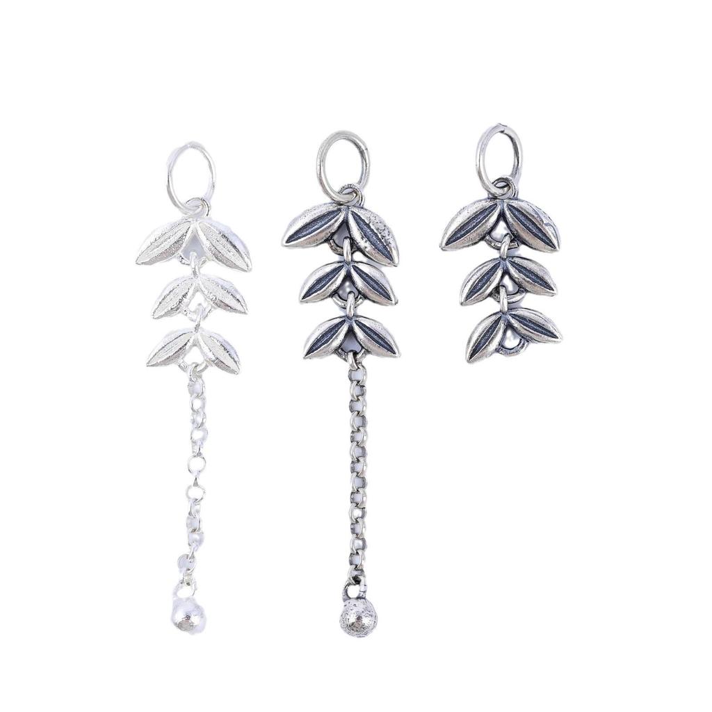 S925 Sterling Silver Wheat Ear Tassel Pendant for DIY Jewelry: Bracelet, Necklace, Earring.