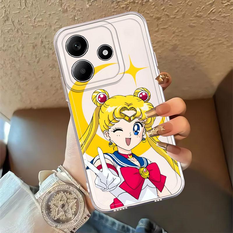 Case for Xiaomi Redmi Note 14 Pro Plus 13C 10S 9 10 14C 11S 12S 12 11 A4 Note 13 Soft Phone Cover Anime Sailor Moon