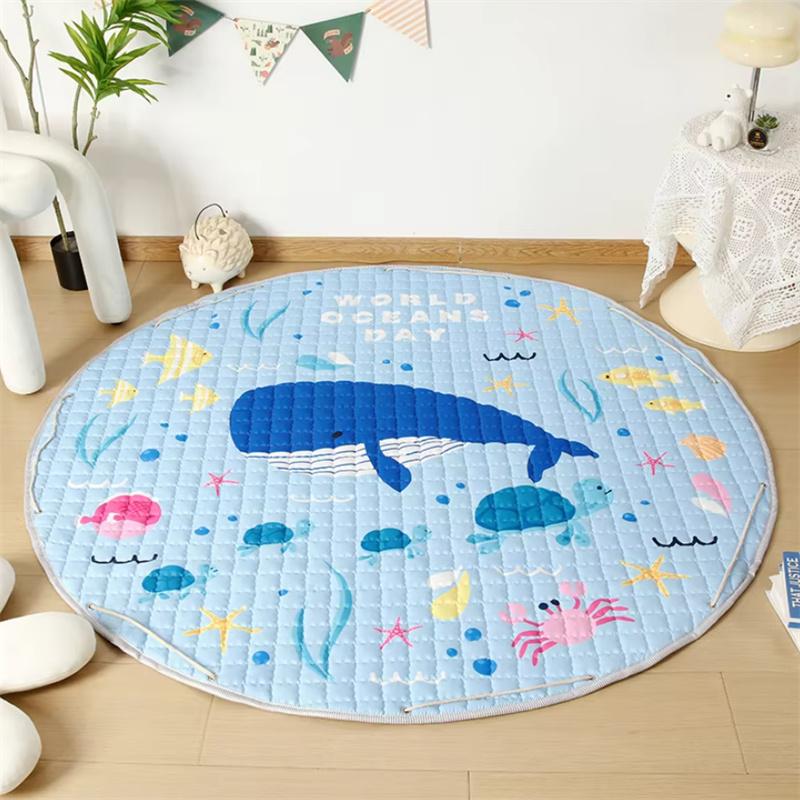

Cartoon Drawstring Kids Toys Storage Bag Round Baby Floor Play Mat Climbing Carpet Baby Children Toys Organizer Storage Bag Diameter 1.5m